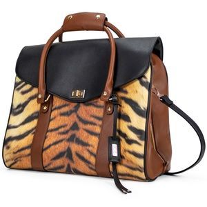 BADGLEY MISCHKA Tiger Vegan Leather Travel Tote Weekender Bag